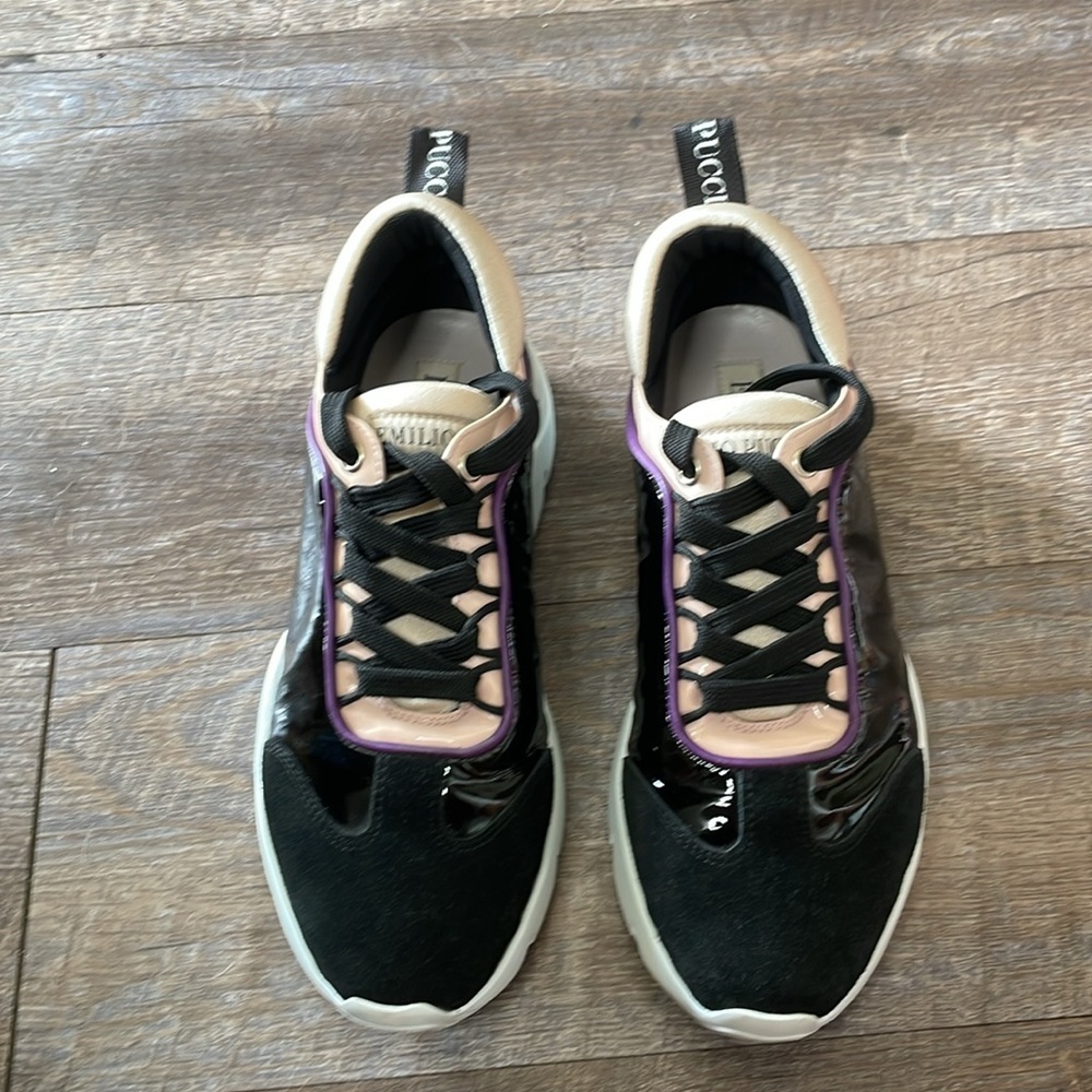 Emilio Pucci leather Black and Purple Women's Sneakers - Picture 2 of 10